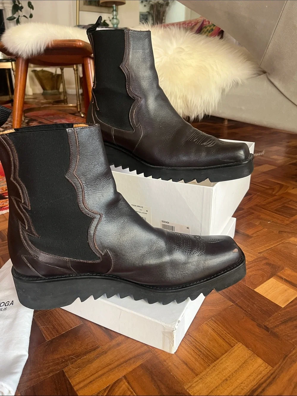 TOGA VIRILIS CHELSEA BOOT dark brown  MENS 46